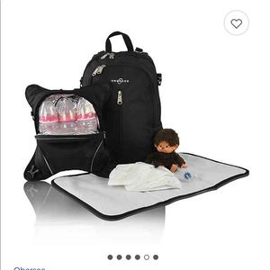 Diaper Bag Backpack w Detachable Cooler Black